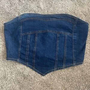 Dark Denim Strapless Crop Top
